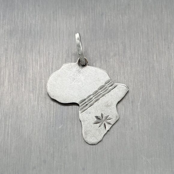 Vintage Sterling Silver 925 Africa Charm Pendant - Picture 6 of 11